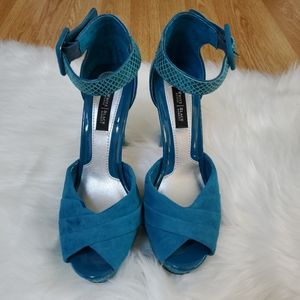 White House Black Market Snake Print Heels